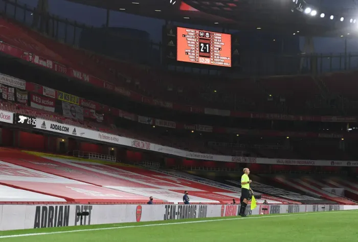 Framed Print : Arsenal vs. Liverpool: Empty Emirates Stadium Honors Lost Fans to COVID-19 Framed Print : Arsenal vs. Liverpool: Empty Emirates Stadium Honors Lost Fans to COVID-19