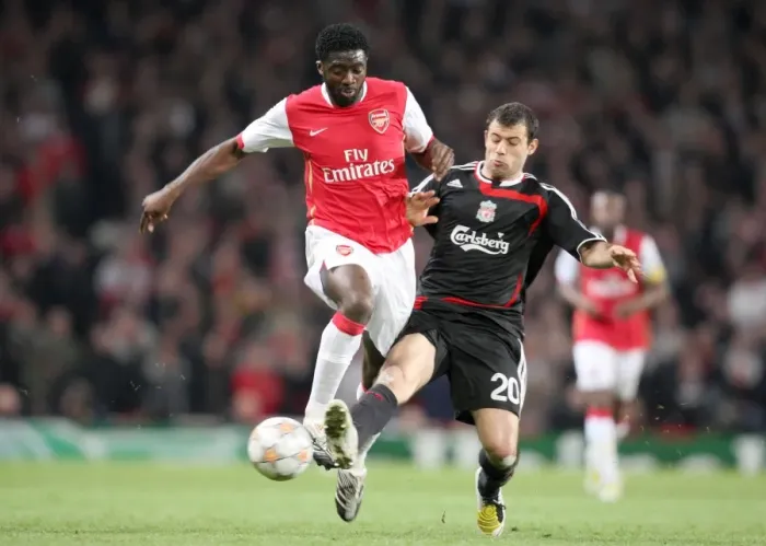 Framed Print : Arsenal vs. Liverpool: Kolo Toure Clash in Intense Quarter Final Showdown, UEFA Champions League, 1st Leg, Emirates Stadium, 2008