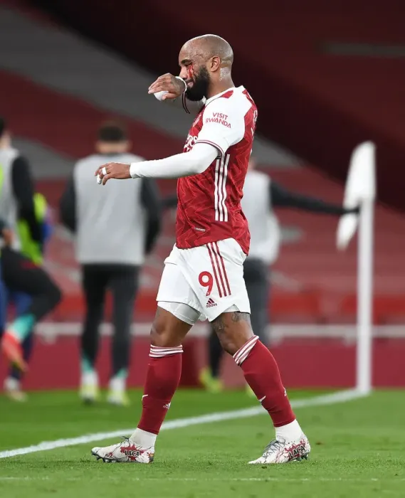 Framed Print : Arsenal vs Liverpool: Lacazette Suffers Injury in Empty Emirates Stadium, April 2021