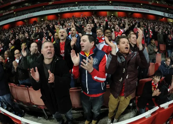 Framed Print : Arsenal vs. Liverpool: Passionate Fans at Emirates Stadium, Premier League 2013-14