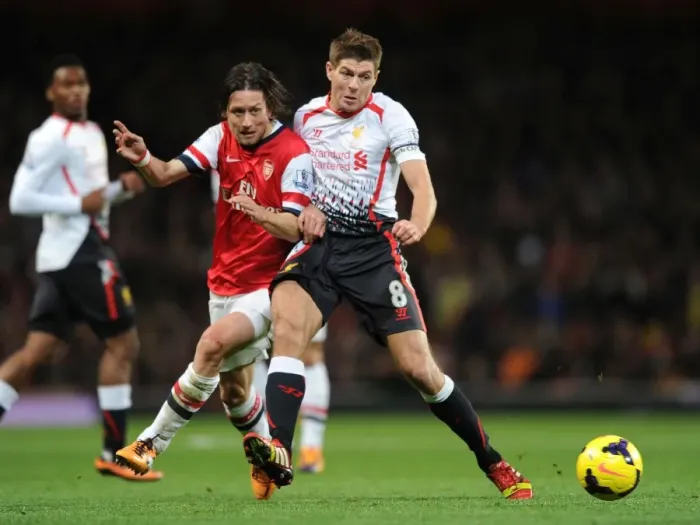 Framed Print : Arsenal vs. Liverpool: Rosicky vs. Gerrard - Premier League Clash at Emirates Stadium (2013-14) Framed Print : Arsenal vs. Liverpool: Rosicky vs. Gerrard - Premier League Clash at Emirates Stadium (2013-14)