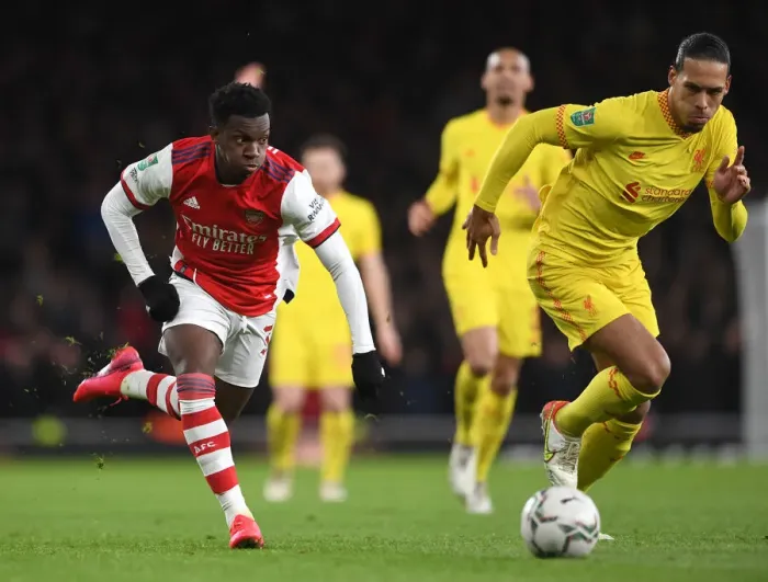 Framed Print : Arsenal vs. Liverpool Showdown: Nketiah vs. Van Dijk - Carabao Cup Semi-Final Battle Framed Print : Arsenal vs. Liverpool Showdown: Nketiah vs. Van Dijk - Carabao Cup Semi-Final Battle