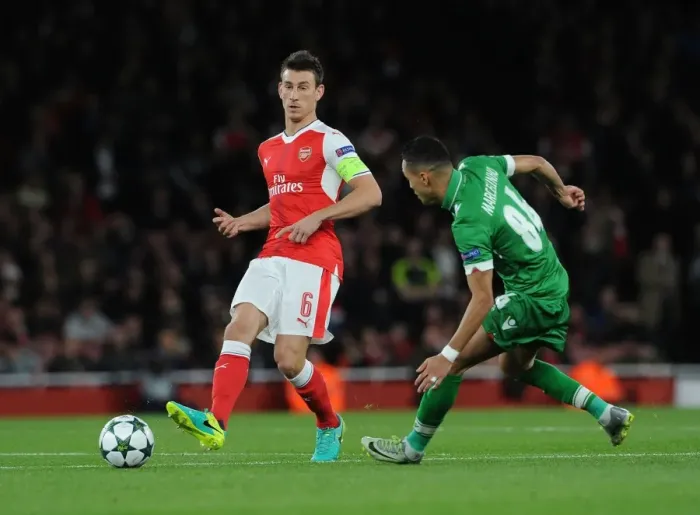 Framed Print : Arsenal vs Ludogorets: Laurent Koscielny Faces Pressure in 2016-17 Champions League Clash
