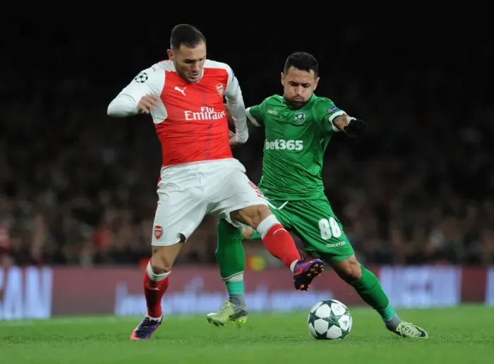 Framed Print : Arsenal vs Ludogorets: Lucas Perez Clashes with Wanderson in 2016-17 Champions League Match Framed Print : Arsenal vs Ludogorets: Lucas Perez Clashes with Wanderson in 2016-17 Champions League Match