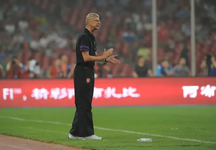 Framed Print : Arsenal vs Manchester City: Arsene Wenger Leads Gunners in Beijing Pre-Season Clash, 2012