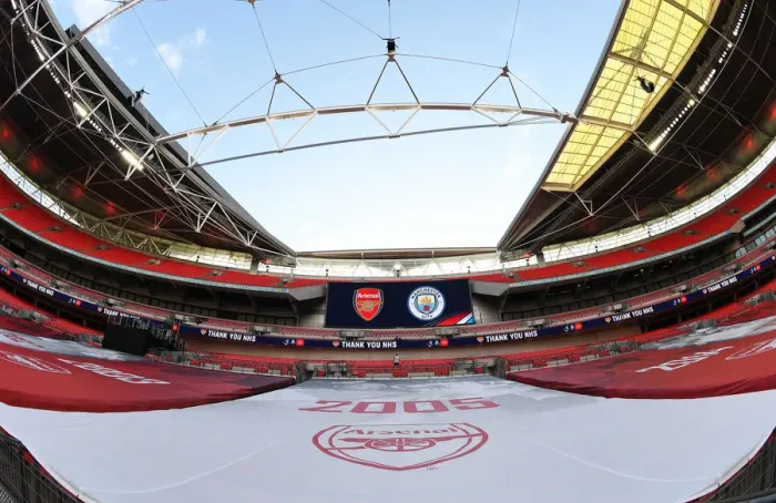 Framed Print : Arsenal vs Manchester City: FA Cup Semi-Final Showdown at Wembley Stadium Framed Print : Arsenal vs Manchester City: FA Cup Semi-Final Showdown at Wembley Stadium