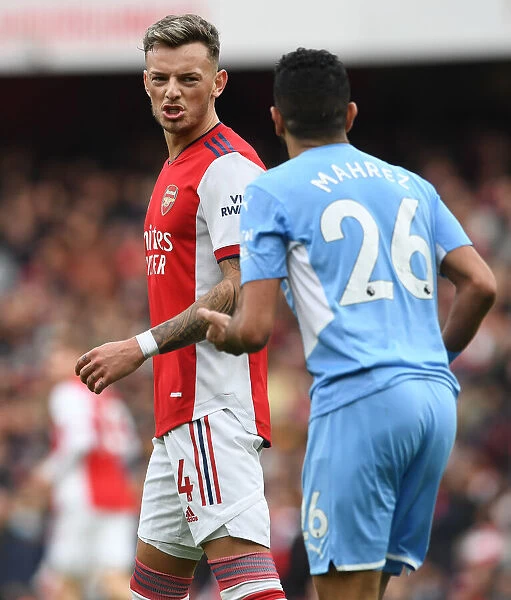 Arsenal vs. Manchester City: Intense Moment Between Ben White and Riyad Mahrez