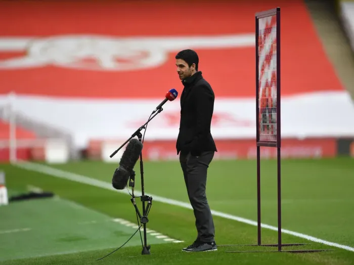 Framed Print : Arsenal vs Manchester City: Mikel Arteta Pre-Match Interview (Behind Closed Doors), Premier League 2020-21