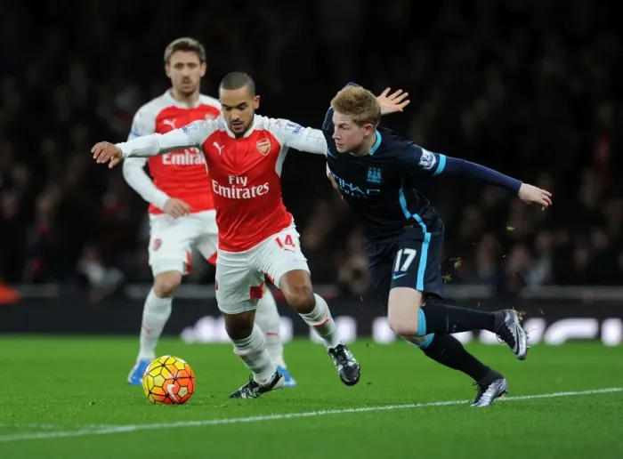Framed Print : Arsenal vs Manchester City Showdown: Walcott vs De Bruyne (2015-16) Framed Print : Arsenal vs Manchester City Showdown: Walcott vs De Bruyne (2015-16)