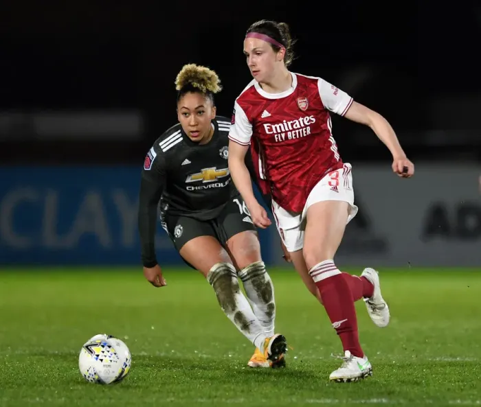 Framed Print : Arsenal vs Manchester United: Barclays FA WSL Clash Amidst Empty Stands (Arsenal Women v Manchester United, 2021)