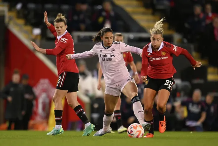 Framed Print : Arsenal vs Manchester United: A Battle for Possession in the FA Women's Super League Framed Print : Arsenal vs Manchester United: A Battle for Possession in the FA Women's Super League