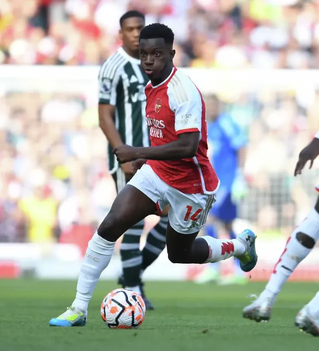 Framed Print : Arsenal vs Manchester United: Eddie Nketiah in Action, 2023-24 Premier League