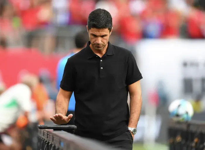 Framed Print : Arsenal vs Manchester United: Mikel Arteta Faces Off in Pre-Season Showdown at MetLife Stadium (2023-24)