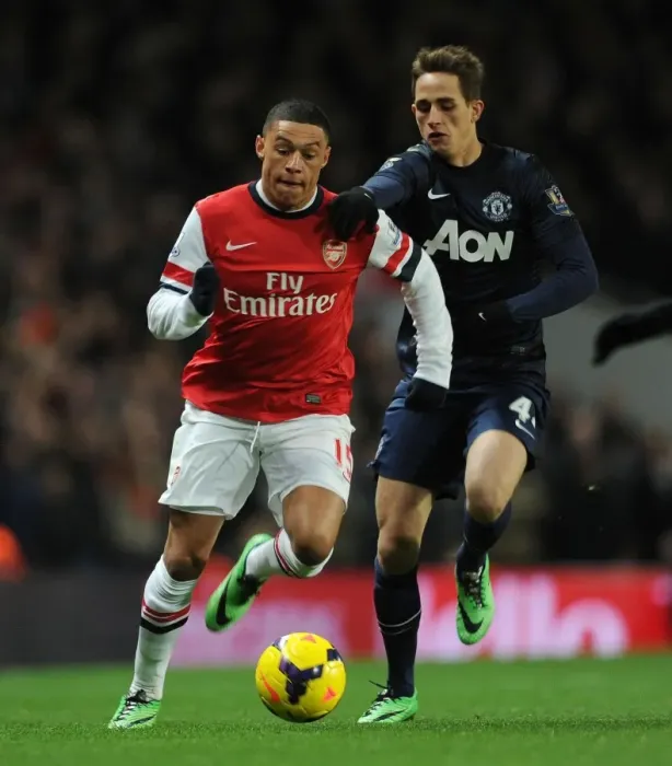 Framed Print : Arsenal vs Manchester United: Oxlade-Chamberlain vs Januzaj Clash in Premier League