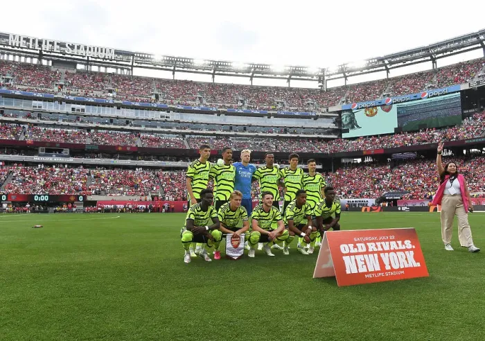 Framed Print : Arsenal vs Manchester United: Pre-Season Clash at MetLife Stadium, 2023 Framed Print : Arsenal vs Manchester United: Pre-Season Clash at MetLife Stadium, 2023
