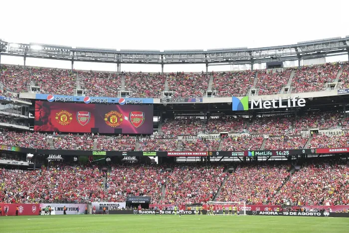 Framed Print : Arsenal vs Manchester United: Pre-Season Clash at MetLife Stadium, 2023 Framed Print : Arsenal vs Manchester United: Pre-Season Clash at MetLife Stadium, 2023