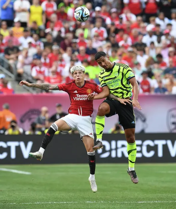 Framed Print : Arsenal vs Manchester United: Saliba and Garnacho Battle for Supremacy in Pre-Season Clash Framed Print : Arsenal vs Manchester United: Saliba and Garnacho Battle for Supremacy in Pre-Season Clash
