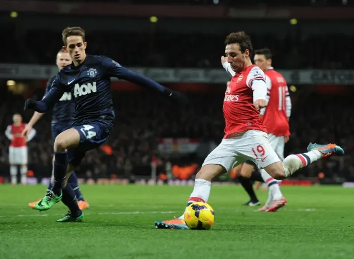 Framed Print : Arsenal vs Manchester United: Santi Cazorla vs Adnan Januzaj Clash in the Premier League