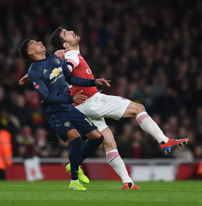 Framed Print : Arsenal vs Manchester United: Sokratis Suffers Ankle Injury in FA Cup Clash Framed Print : Arsenal vs Manchester United: Sokratis Suffers Ankle Injury in FA Cup Clash