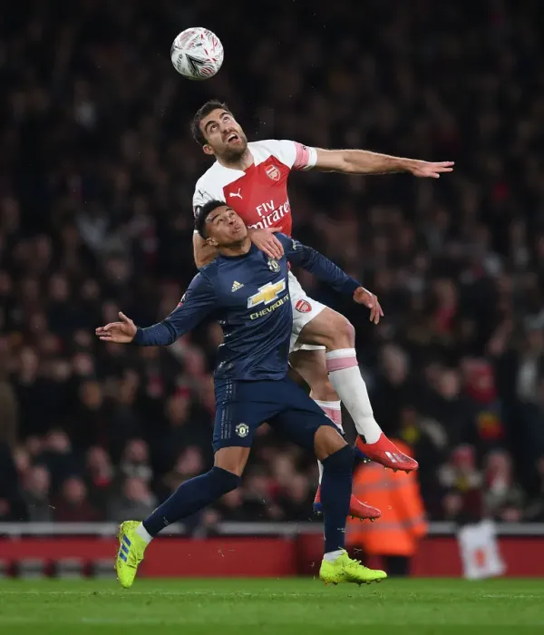 Framed Print : Arsenal vs Manchester United: Sokratis vs Lingard - FA Cup Fourth Round Clash at Emirates Stadium Framed Print : Arsenal vs Manchester United: Sokratis vs Lingard - FA Cup Fourth Round Clash at Emirates Stadium