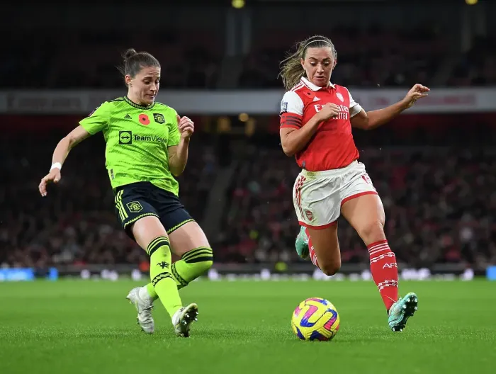 Framed Print : Arsenal vs Manchester United: A Women's Super League Showdown at Emirates Stadium - McCabe vs Batlle Framed Print : Arsenal vs Manchester United: A Women's Super League Showdown at Emirates Stadium - McCabe vs Batlle