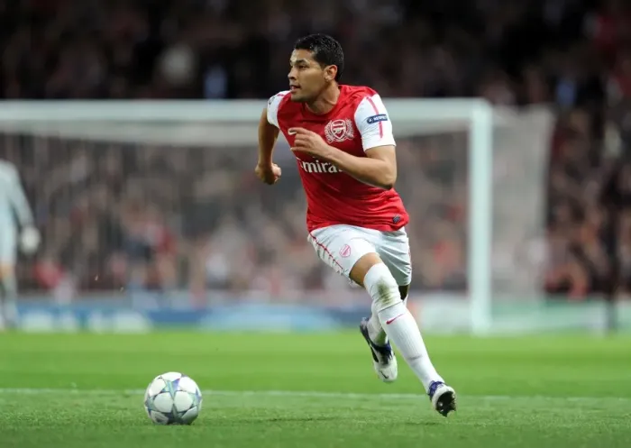 Framed Print : Arsenal vs Marseille: Andre Santos in Action at Emirates Stadium - UEFA Champions League, Group F, 0-0 Draw