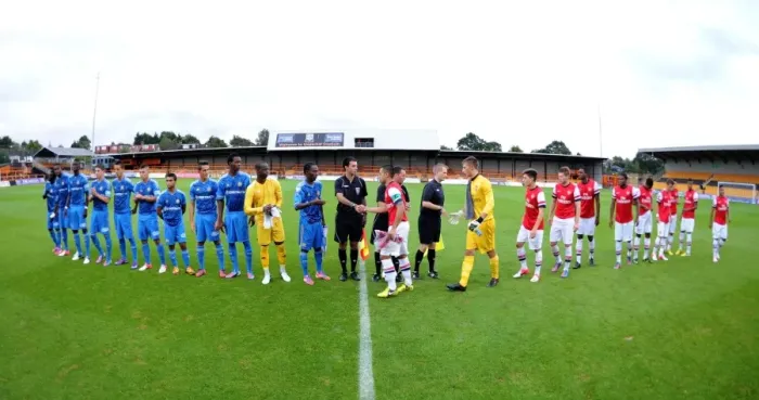 Framed Print : Arsenal vs. Marseille: NextGen Series Handshake Before Kick-off Framed Print : Arsenal vs. Marseille: NextGen Series Handshake Before Kick-off