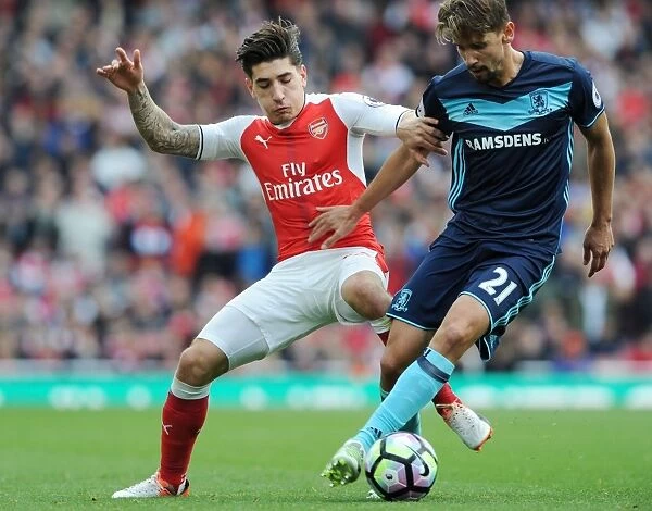 Arsenal vs. Middlesbrough: Hector Bellerin Tackles Gaston Ramirez in 2016-17 Premier League Clash
