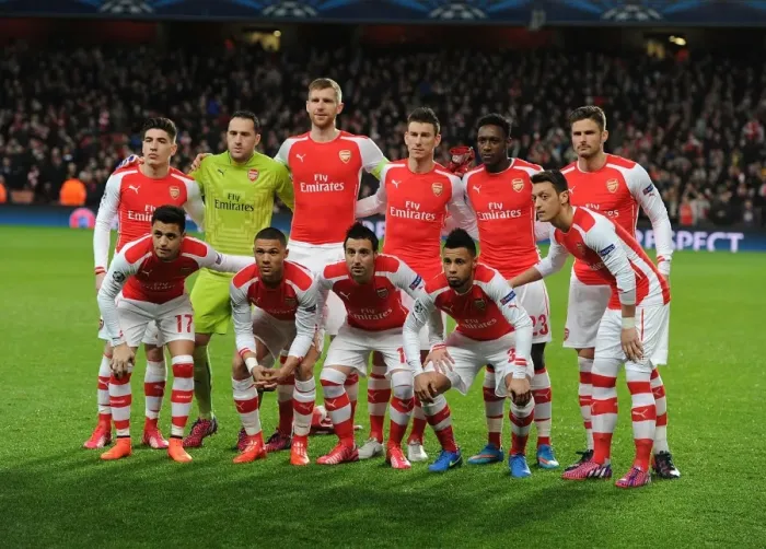 Framed Print : Arsenal vs AS Monaco: Champions League Showdown - Arsenal's Team Line-up at Emirates Stadium (2015)