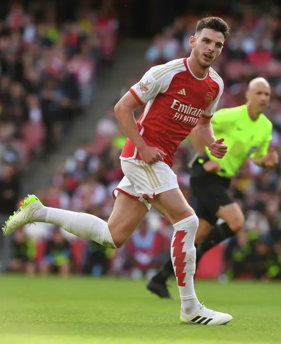 Framed Print : Arsenal vs AS Monaco: Declan Rice Shines in Emirates Cup Clash 2023-24