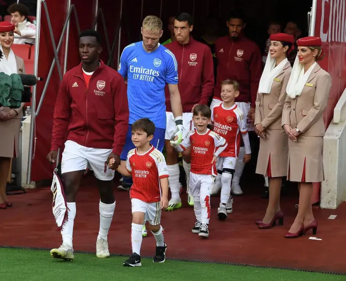 Framed Print : Arsenal vs AS Monaco: Eddie Nketiah Leads Out the Gunners in Emirates Cup Clash (2023-24)