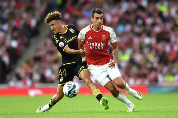 Framed Print : Arsenal vs AS Monaco: Intense Battle for Ball Possession - Emirates Cup 2023