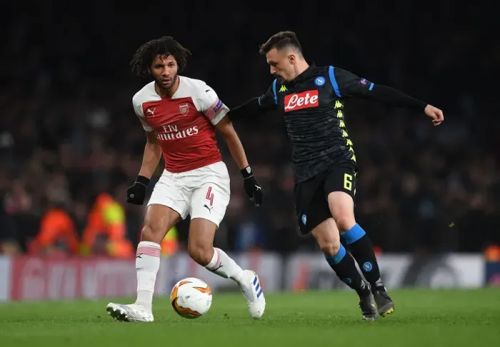 Framed Print : Arsenal vs. Napoli: Europa League Quarterfinal Battle - Elneny vs. Rui