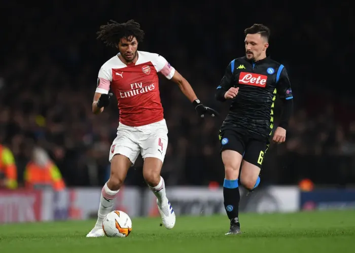 Framed Print : Arsenal vs. Napoli: Mohamed Elneny vs. Mario Rui - UEFA Europa League Quarterfinal Showdown Framed Print : Arsenal vs. Napoli: Mohamed Elneny vs. Mario Rui - UEFA Europa League Quarterfinal Showdown
