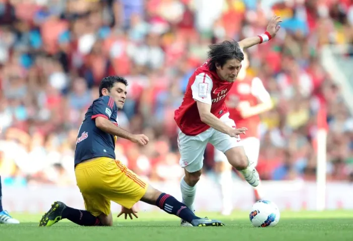 Framed Print : Arsenal vs. New York Red Bulls: Rosicky vs. Marquez - 1:1 Stalemate at Emirades Cup, 2011