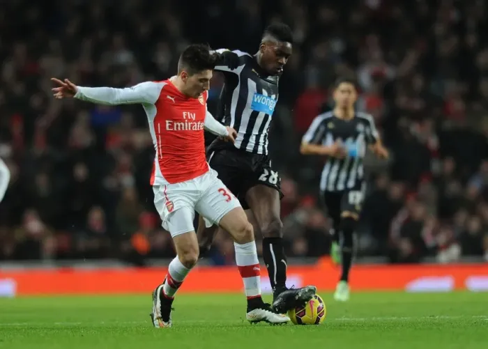 Framed Print : Arsenal vs Newcastle United: Hector Bellerin vs Sammy Ameobi - Premier League Clash at Emirates Stadium Framed Print : Arsenal vs Newcastle United: Hector Bellerin vs Sammy Ameobi - Premier League Clash at Emirates Stadium