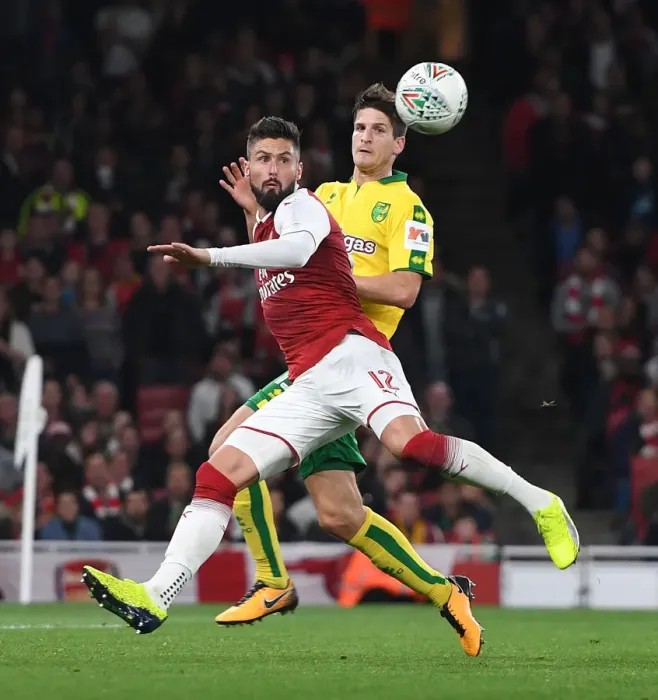 Framed Print : Arsenal vs Norwich: Giroud vs Klose in Carabao Cup Clash