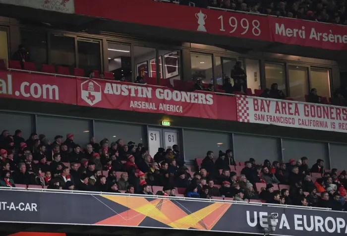 Framed Print : Arsenal vs Olympiacos: Austin Gooners Unite in Emirates Stadium - UEFA Europa League 2020