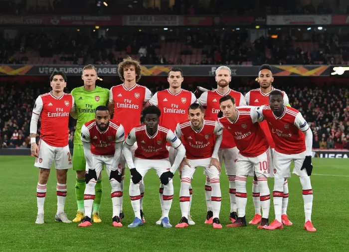 Framed Print : Arsenal vs Olympiacos: Europa League Showdown - Arsenal's Team Line-up at Emirates Stadium (2019-20)