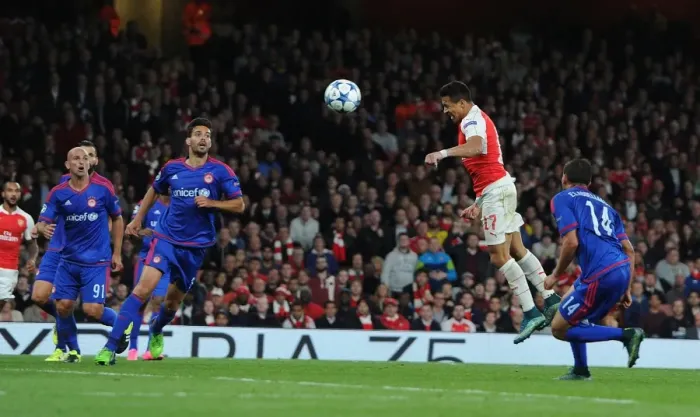 Framed Print : Arsenal vs Olympiacos: UEFA Champions League Showdown at Emirates Stadium Framed Print : Arsenal vs Olympiacos: UEFA Champions League Showdown at Emirates Stadium