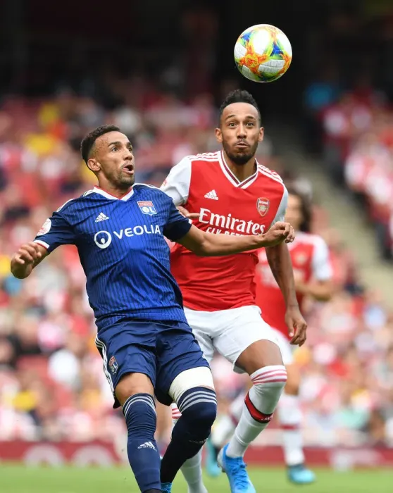 Framed Print : Arsenal vs. Olympique Lyonnais: Aubameyang vs. Marcal Clash at the Emirates Cup Framed Print : Arsenal vs. Olympique Lyonnais: Aubameyang vs. Marcal Clash at the Emirates Cup