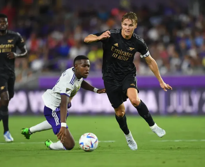 Framed Print : Arsenal vs Orlando City SC: Martin Odegaard Faces Off in Pre-Season Friendly Framed Print : Arsenal vs Orlando City SC: Martin Odegaard Faces Off in Pre-Season Friendly