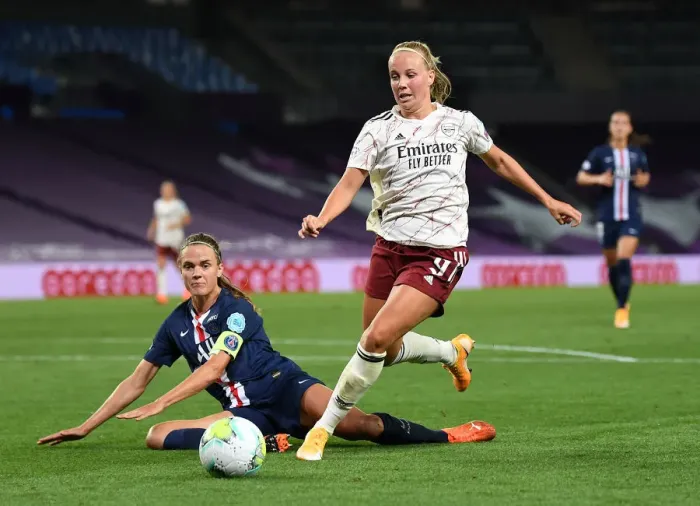 Framed Print : Arsenal vs. Paris Saint-Germain: Beth Mead Faces Off Against Irene Paredes in UEFA Women's Champions League Quarterfinal Framed Print : Arsenal vs. Paris Saint-Germain: Beth Mead Faces Off Against Irene Paredes in UEFA Women's Champions League Quarterfinal