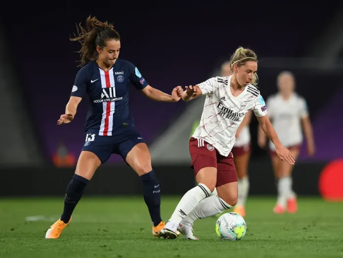 Framed Print : Arsenal vs. Paris Saint-Germain: A Tight Battle in the UEFA Women's Champions League Quarterfinals Framed Print : Arsenal vs. Paris Saint-Germain: A Tight Battle in the UEFA Women's Champions League Quarterfinals