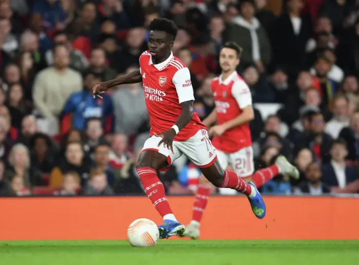Framed Print : Arsenal vs PSV Eindhoven: Bukayo Saka in Action - UEFA Europa League 2022-23