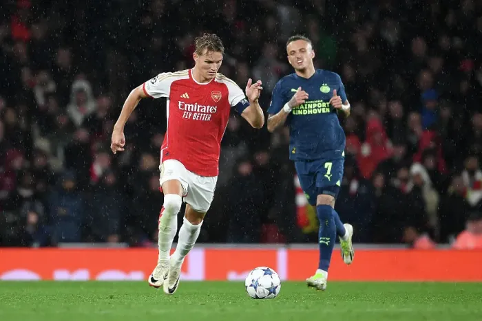 Framed Print : Arsenal vs PSV Eindhoven: Champions League Clash at Emirates Stadium, 2023-24 Framed Print : Arsenal vs PSV Eindhoven: Champions League Clash at Emirates Stadium, 2023-24