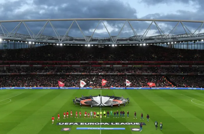 Framed Print : Arsenal vs. PSV Eindhoven: Europa League Showdown at Emirates Stadium