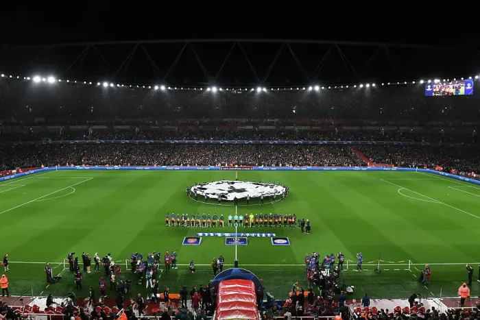 Framed Print : Arsenal vs PSV: Pre-Match Scene at Emirates Stadium - UEFA Champions League 2023 / 24