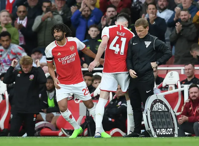 Framed Print : Arsenal vs Sheffield United: Elneny Substituted for Rice in 2023-24 Premier League Clash Framed Print : Arsenal vs Sheffield United: Elneny Substituted for Rice in 2023-24 Premier League Clash