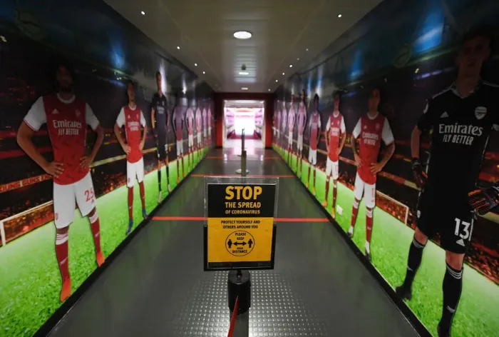 Framed Print : Arsenal vs Sheffield United: Empty Emirates Stadium in the Pandemic Premier League (2020-21)